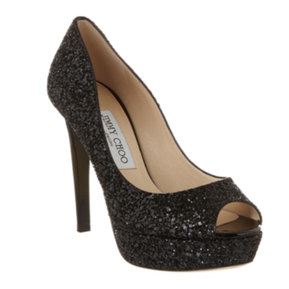 Jimmy Choo Shoes - Jimmy Choo Glitter Dahlia Peep Toe Platform Pumps
